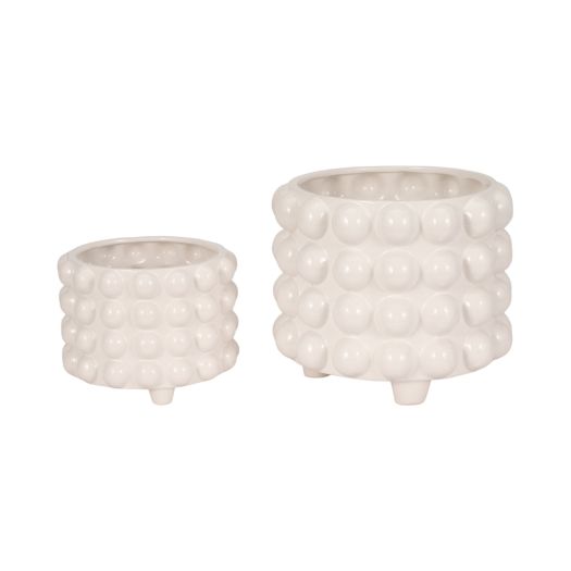 S/2 9/12 Bubble Planters, White