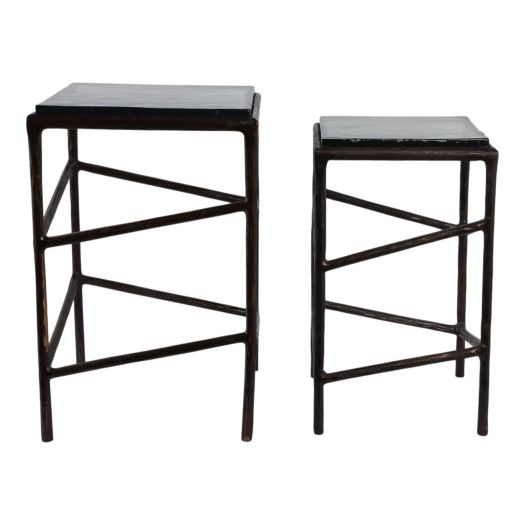 S/2 Bowman Glass Top Accent Tables