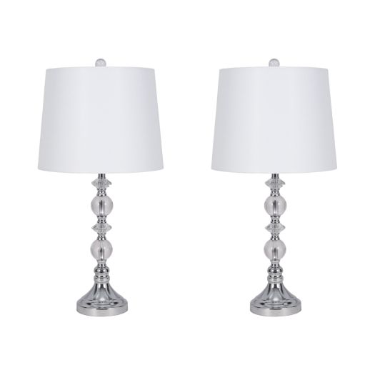 S/2 Crystal 26 Table Lamp, Silver
