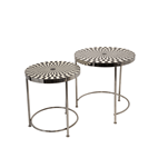 S/2 METAL 19/21" GEOMETRIC SIDE TABLE, BLACK/WHITE