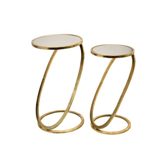 S/2 Metal & Glass Accent Tables, Gold
