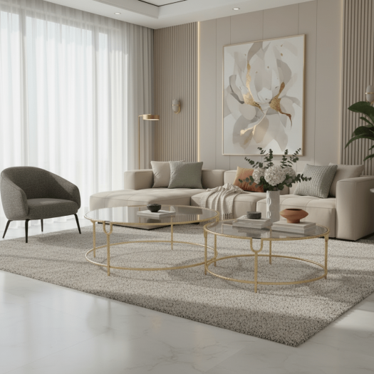 S/2 Metal & Glass Accent Tables, Gold