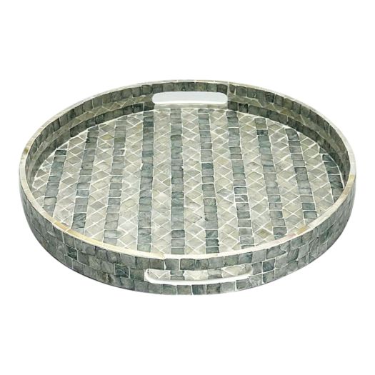 S/3 12/14/16 Capiz Trays, Blue