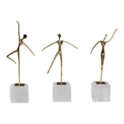 S/3 13 Artemis Selenite And Metal Dancing Statuar