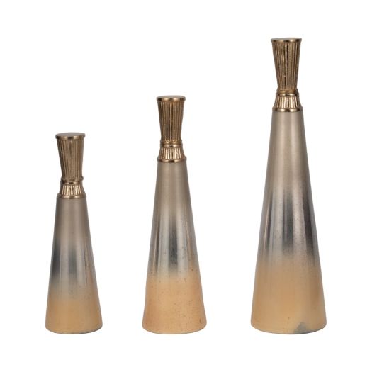 S/3 13/16/20 Tanet Metallic Glass Bottles