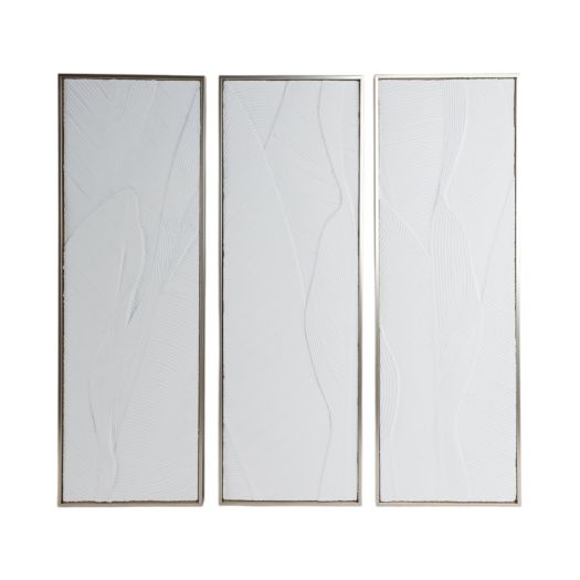 S/3 16X48 BRADENTON WHITE LEAVES WALL DECOR