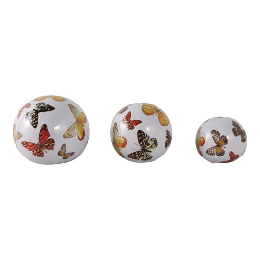 S/3 4/5/6 Butterfly Print Orbs, Multi