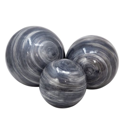 S/3 4/5/6 METAL ORBS, BLUE GRAY