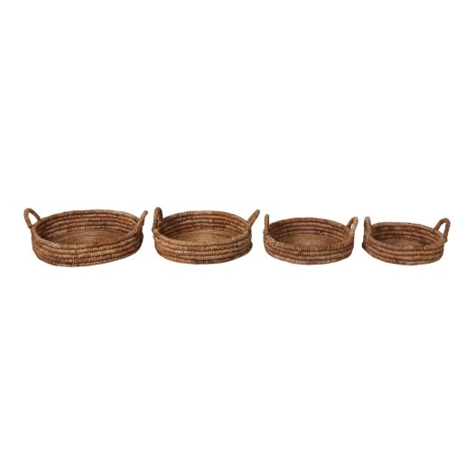 S/4 17/19/22/24 Banana Leaf Trays, Natural