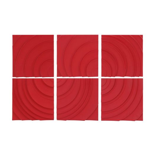 S/6 14x14 Majesta Plaster Wall Decor, Red