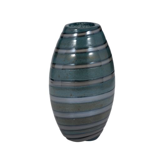 Santiago Striped Blue Glass Vase