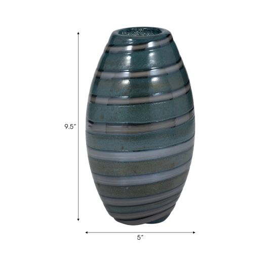Santiago Striped Blue Glass Vase