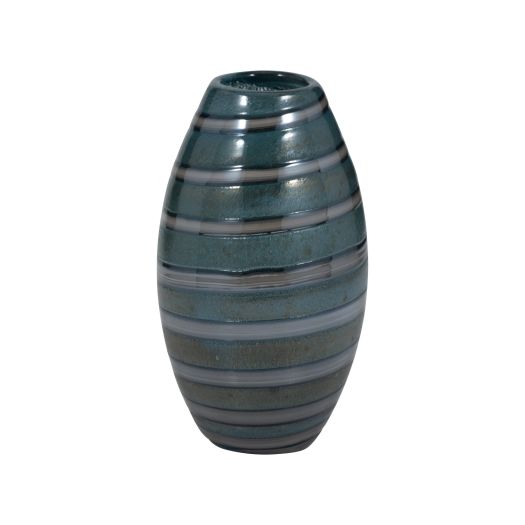 Santiago Striped Blue Glass Vase
