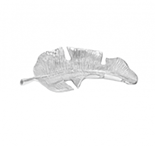 METAL, 13" TROPICAL LEAF TRAY, SILVER