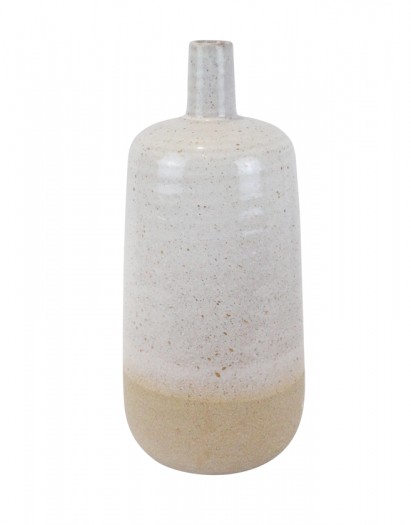 CERAMIC 13", SPECKLED VASE, BEIGE