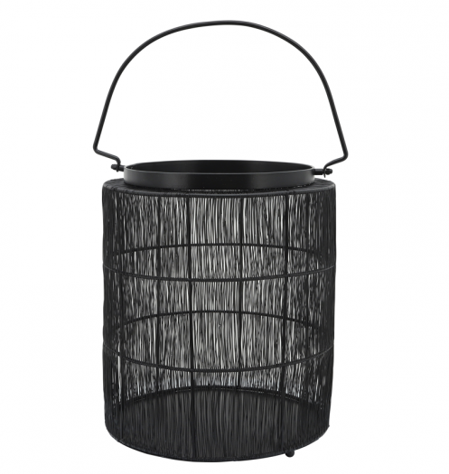 METAL 15" WIRE LANTERN, BLACK