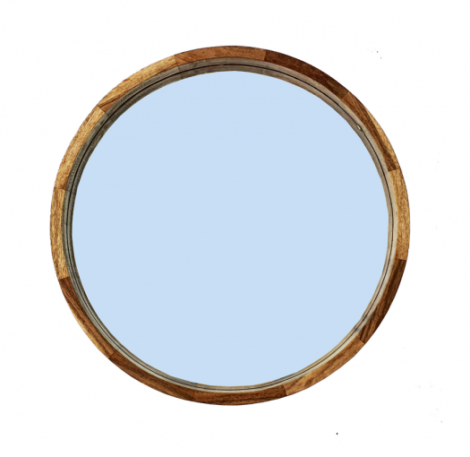 24" ROUND MIRROR, BROWN