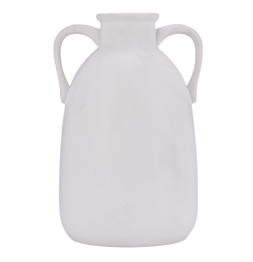 Cer, 10"H Eared Vase, White