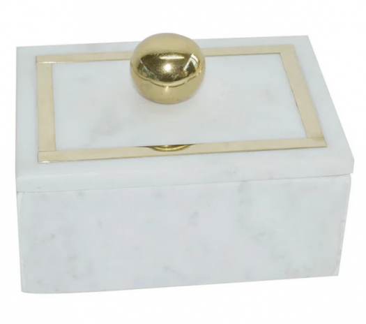 Marble, 7X5 Rectangular Box - Knob, White