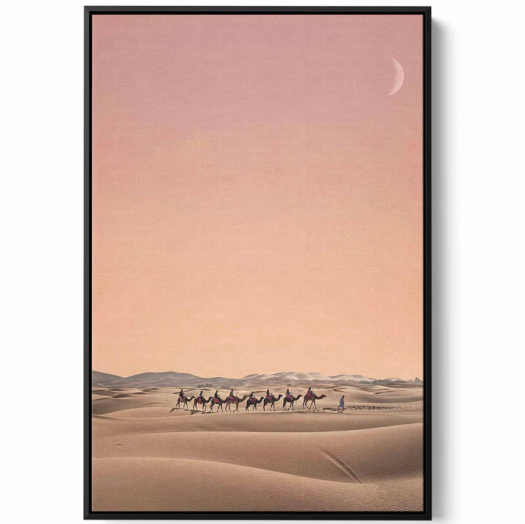 Canvas Wall Art Stretched Over Wooden Frame with Black Floating Frame