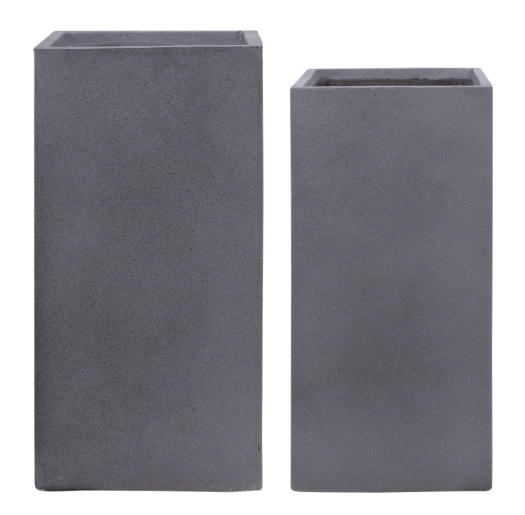 Resin, S/2 11/13"D Square Nested Planters, Gray