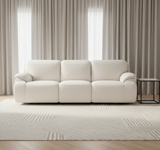 Cushy White Power Motion Sofa