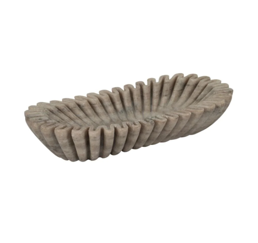 16" ARKIN WAVY MARBLE BOWL, TAN