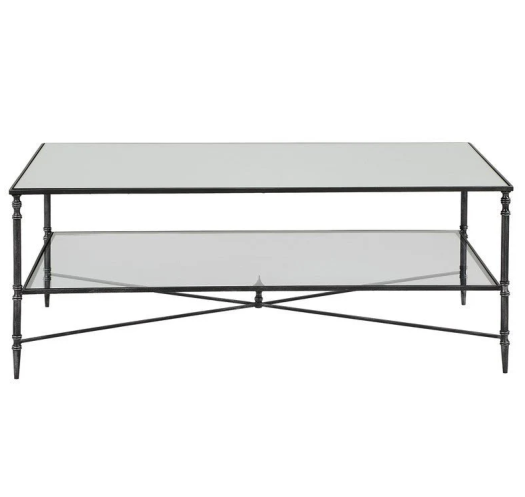 Henzler 121 W x 48 H x 71 D Black Rectangle Coffee Table with Mirror Top