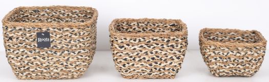 SEAGRASS / JUTE SQUARE TAPER BASKET - SET OF 3