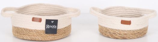 S.G|COTTON ROUND BASKET W/HNDL