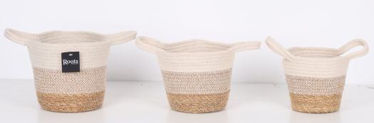 S.G+JUTE+CTN|PLANTER W/HNDL|NATL+WHT+MIX|S/3