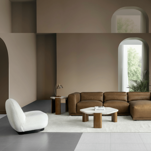 Sleek Serenity Cream /Caramel Side Table W56