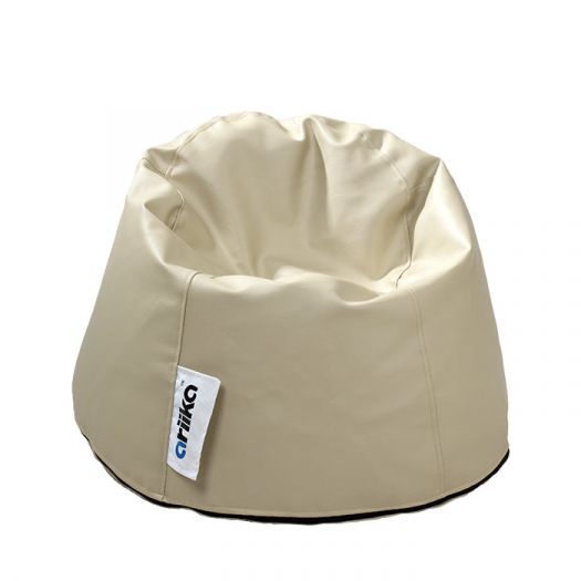 Small Puff Puff Beige Leather Bean Bag