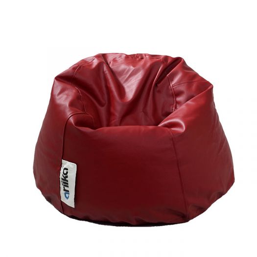 Small Puff Puff Burgundy Leather Beanbag