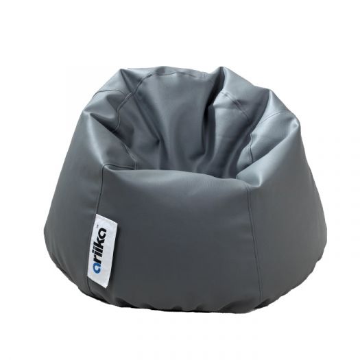 Small Puff Puff Gray Leather Bean Bag