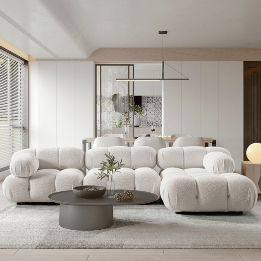 Soft Horizon Cream Sectional Sofa Set