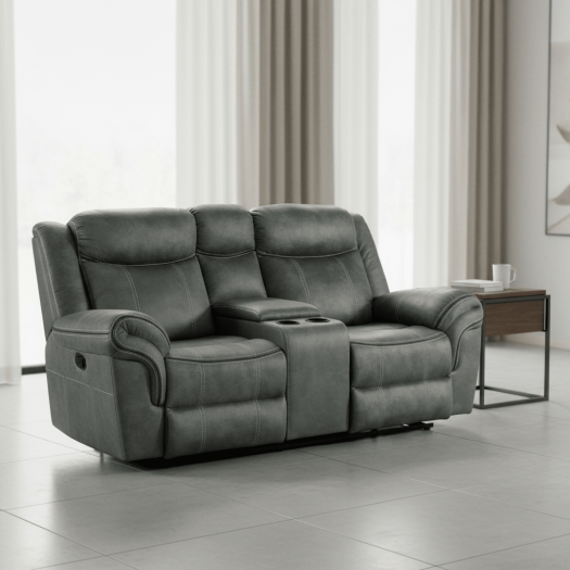 Sorrento Motion Loveseat with Console in FB367 Charcoal