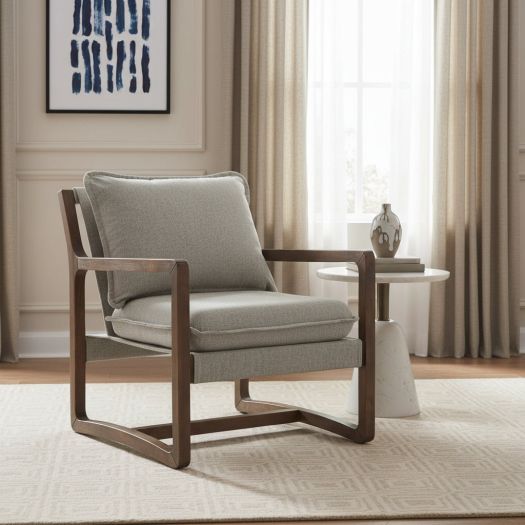 Spitfire Wood Trim Chair In Mekinney Charcoal