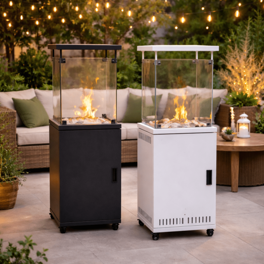 Square Fire Pit with Glass Panel