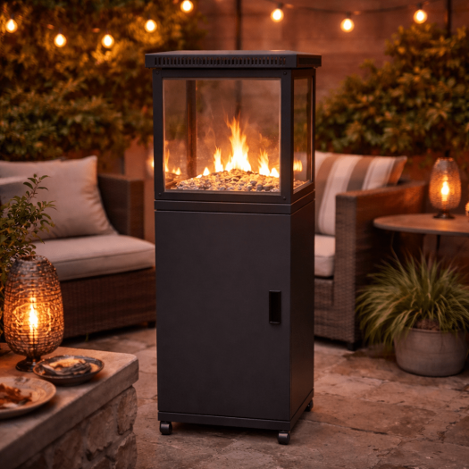 Square Fire Pit with Glass Panel