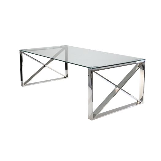 Stainless Steel & Glass Cocktail Table