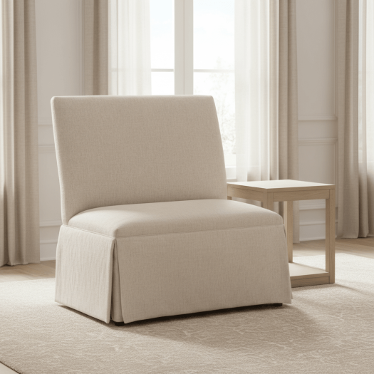 Straight Back Skirted Armless Banquette 36