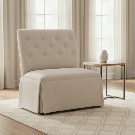 Straight Back Skirted Armless Banquette 36