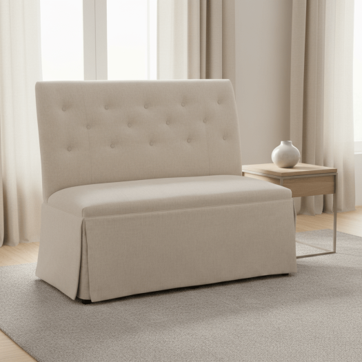 Straight Back Skirted Armless Banquette 48