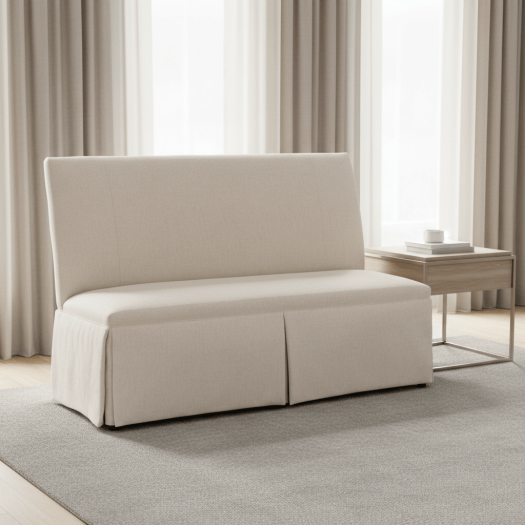 Straight Back Skirted Armless Banquette 60