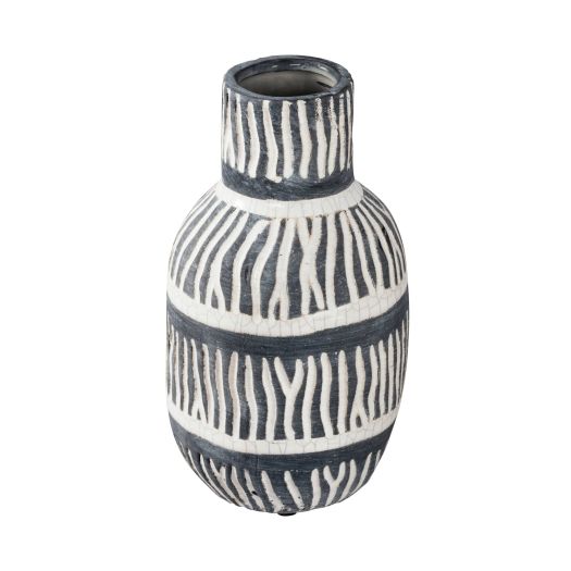 Tan and Black Ceramic Vase