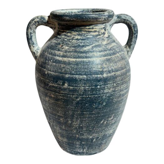 Terracotta, 12 Vase With Handles, Blue/white