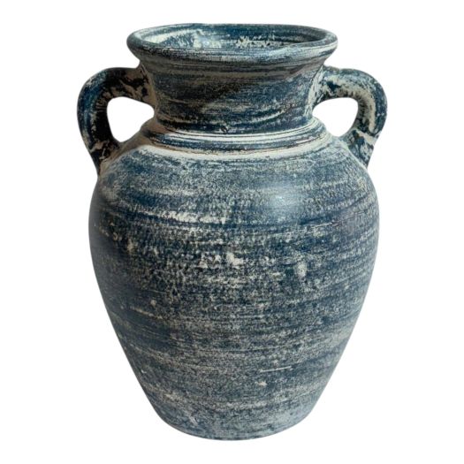 Terracotta, 9 Vase With Handles, Blue/white