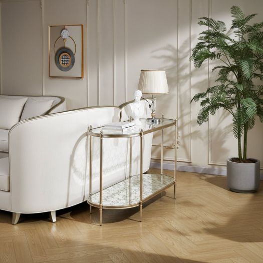 The Silver Vista Oval Sofa Table