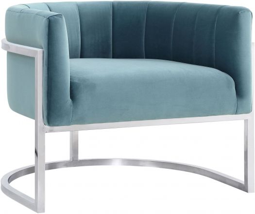 Magnolia Sea Blue Chair with Silver Base